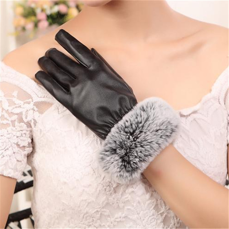SZ60071-3 Женские зимние перчатки с сенсорным экраном из искусственной кожи с тепловой подкладкой Варежки
